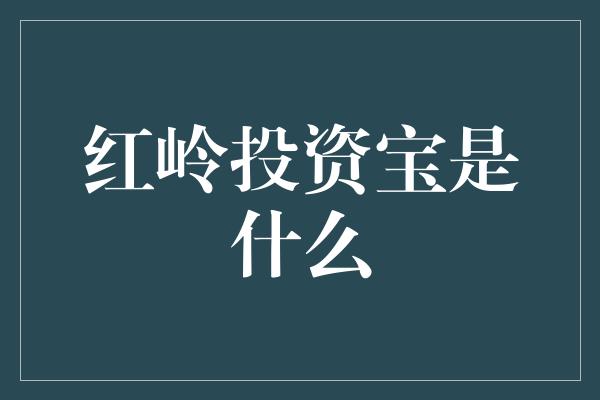 红岭投资宝是什么