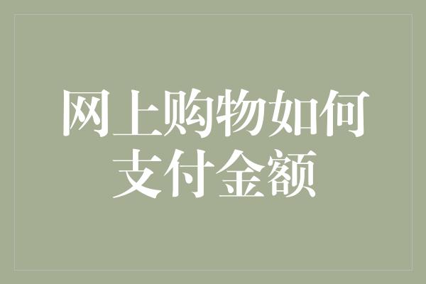 网上购物如何支付金额