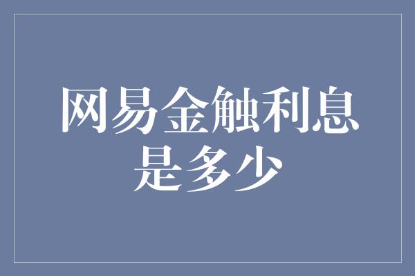 网易金触利息是多少