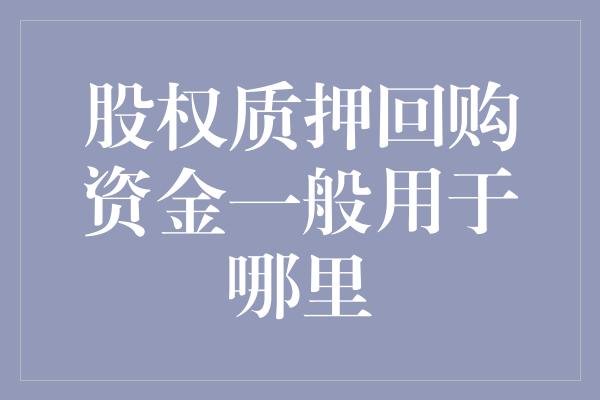 股权质押回购资金一般用于哪里