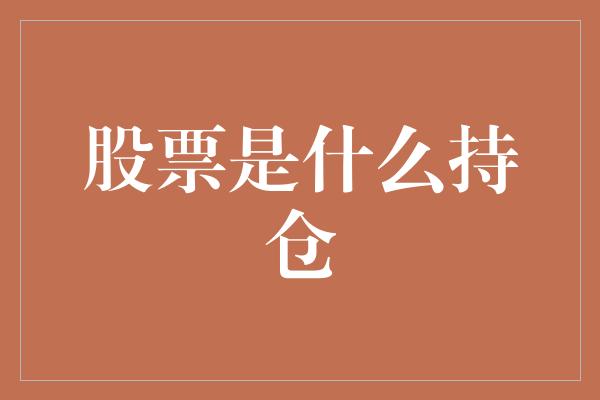 股票是什么持仓