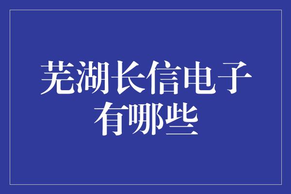 芜湖长信电子有哪些