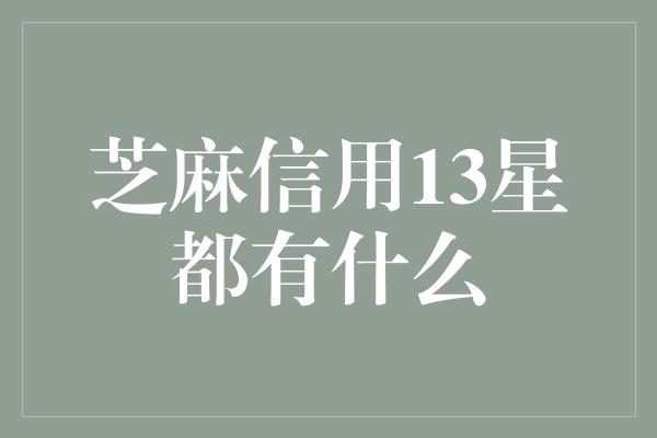 芝麻信用13星都有什么