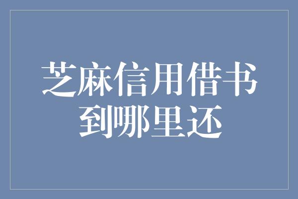 芝麻信用借书到哪里还