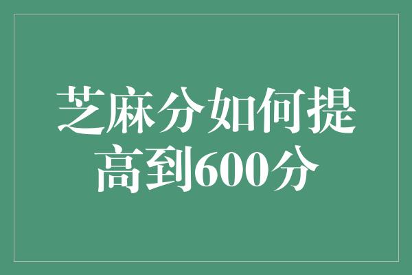 芝麻分如何提高到600分