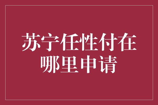 苏宁任性付在哪里申请