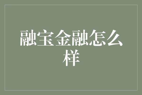 融宝金融怎么样