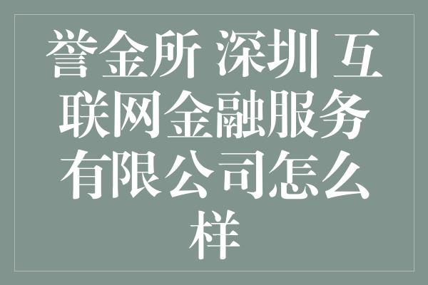 誉金所 深圳 互联网金融服务有限公司怎么样