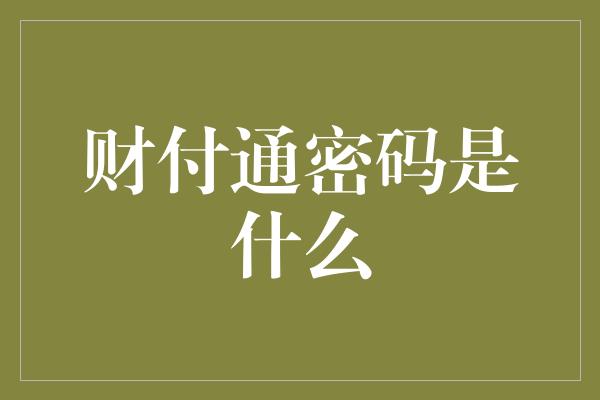 财付通密码是什么