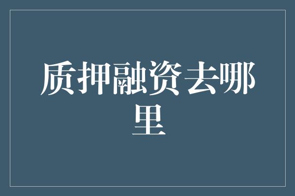 质押融资去哪里