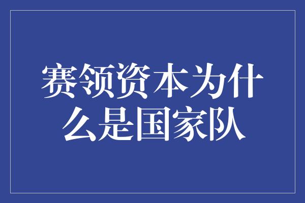 赛领资本为什么是国家队