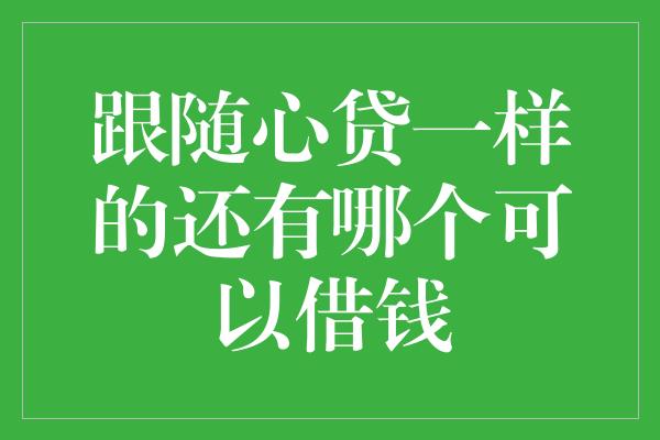 跟随心贷一样的还有哪个可以借钱