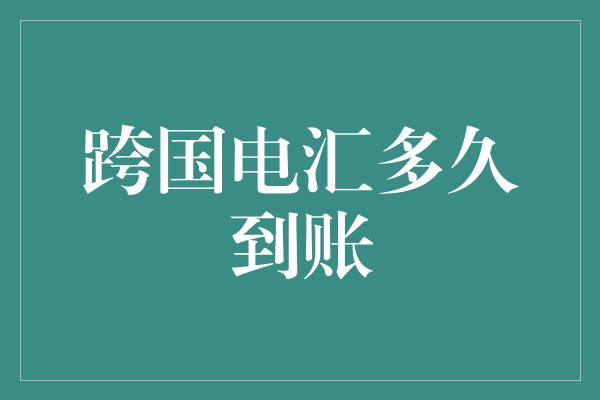 跨国电汇多久到账