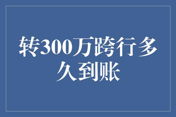 转300万跨行多久到账