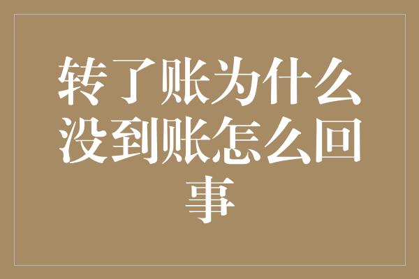 转了账为什么没到账怎么回事