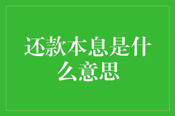 还款本息是什么意思