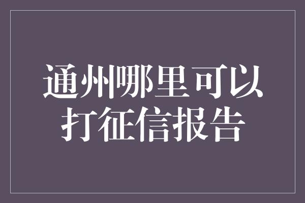 通州哪里可以打征信报告