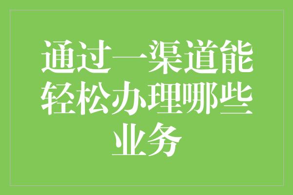 通过一渠道能轻松办理哪些业务