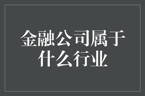 金融公司属于什么行业