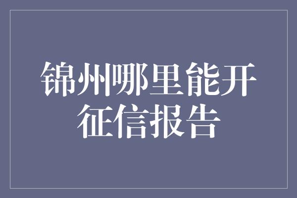 锦州哪里能开征信报告