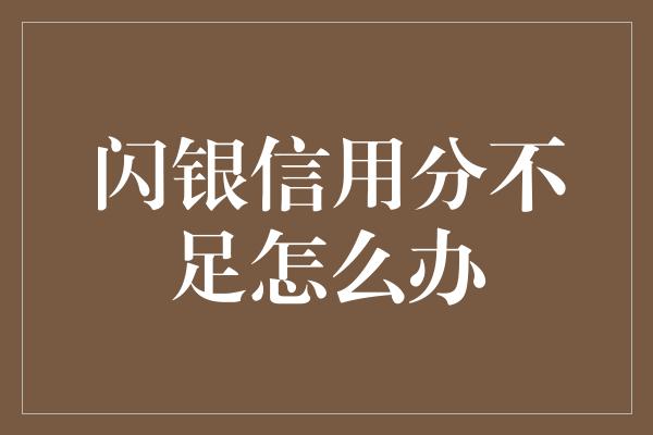 闪银信用分不足怎么办