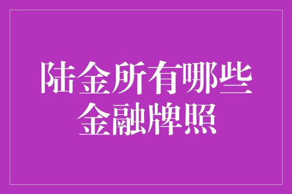 陆金所有哪些金融牌照