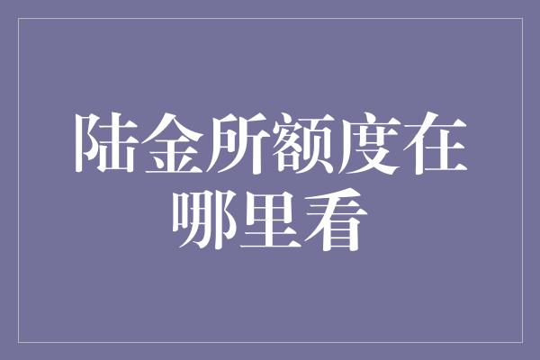 陆金所额度在哪里看