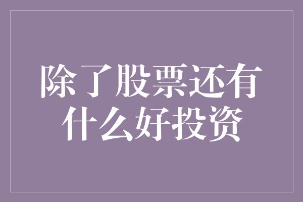 除了股票还有什么好投资