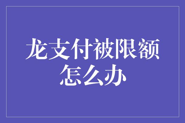 龙支付被限额怎么办