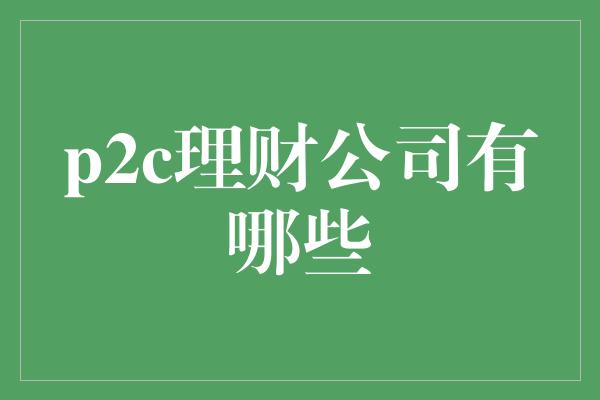 p2c理财公司有哪些