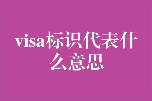 visa标识代表什么意思